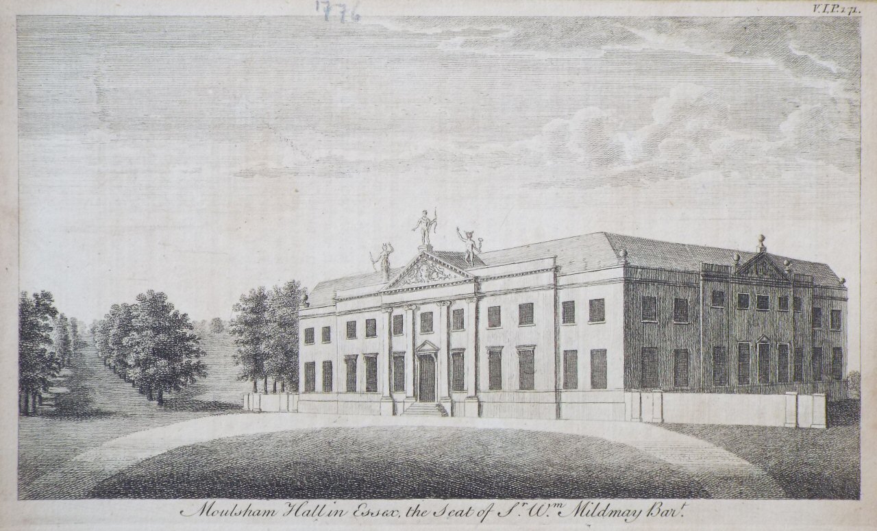 Print - Moulsham Hall in Essex, the Seat of Sr. Wm. Mildmay Bart.